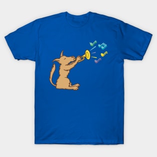 Terrier playing a bugle. T-Shirt